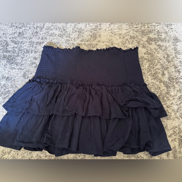 NWT Aeropostale Smocked Off Shoulder Ruffle Mini Skirt Navy Blue Size XL - Picture 5 of 5
